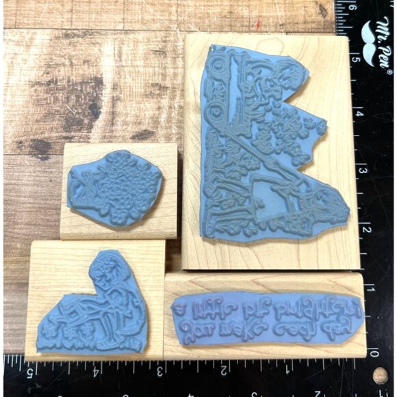 2001 STAMPIN' UP! Friendships Grow Wood Mounted Rubber Stamp set of 4 - Picture 3 of 3